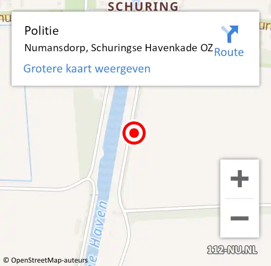 Locatie op kaart van de 112 melding: Politie Numansdorp, Schuringse Havenkade OZ op 19 februari 2022 09:00