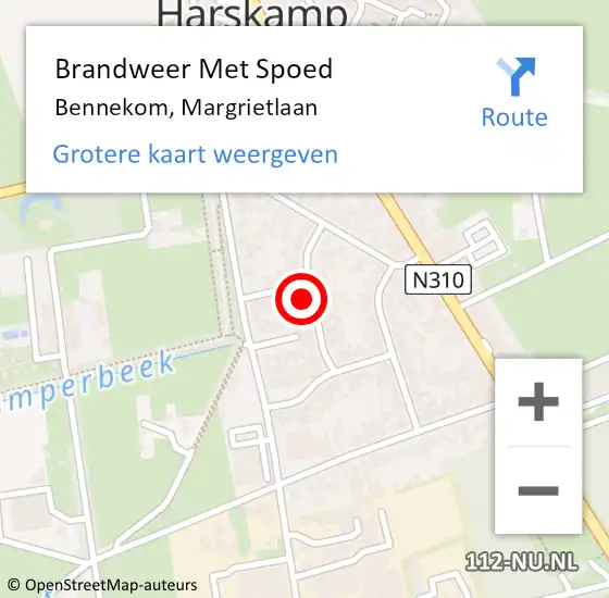 Locatie op kaart van de 112 melding: Brandweer Met Spoed Naar Bennekom, Margrietlaan op 19 februari 2022 09:00