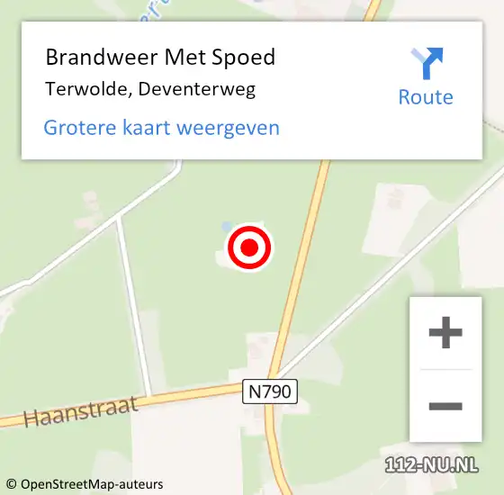 Locatie op kaart van de 112 melding: Brandweer Met Spoed Naar Terwolde, Deventerweg op 19 februari 2022 09:02