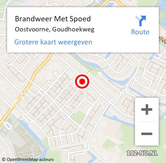 Locatie op kaart van de 112 melding: Brandweer Met Spoed Naar Oostvoorne, Goudhoekweg op 19 februari 2022 09:04