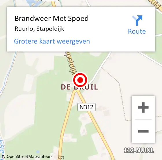 Locatie op kaart van de 112 melding: Brandweer Met Spoed Naar Ruurlo, Stapeldijk op 19 februari 2022 09:05