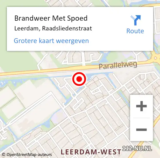 Locatie op kaart van de 112 melding: Brandweer Met Spoed Naar Leerdam, Raadsliedenstraat op 19 februari 2022 09:07