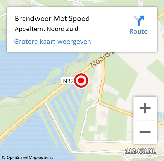 Locatie op kaart van de 112 melding: Brandweer Met Spoed Naar Appeltern, Noord Zuid op 19 februari 2022 09:07