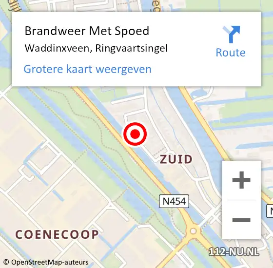 Locatie op kaart van de 112 melding: Brandweer Met Spoed Naar Waddinxveen, Ringvaartsingel op 19 februari 2022 09:08