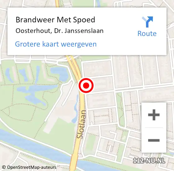 Locatie op kaart van de 112 melding: Brandweer Met Spoed Naar Oosterhout, Dr. Janssenslaan op 19 februari 2022 09:09