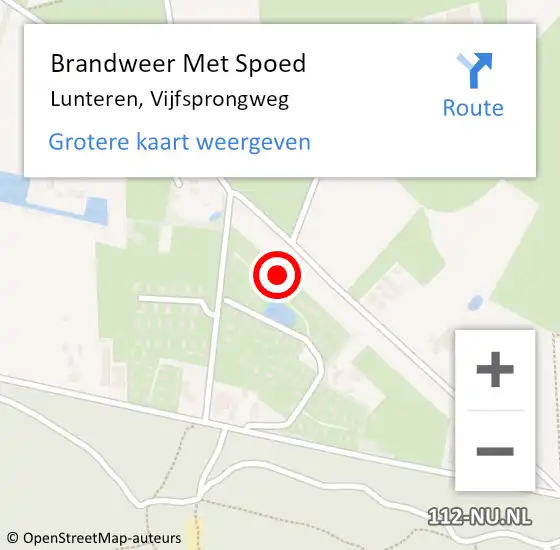 Locatie op kaart van de 112 melding: Brandweer Met Spoed Naar Lunteren, Vijfsprongweg op 19 februari 2022 09:11