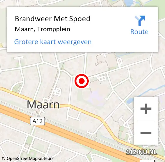 Locatie op kaart van de 112 melding: Brandweer Met Spoed Naar Maarn, Trompplein op 19 februari 2022 09:12