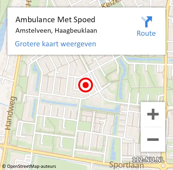 Locatie op kaart van de 112 melding: Ambulance Met Spoed Naar Amstelveen, Haagbeuklaan op 19 februari 2022 09:16