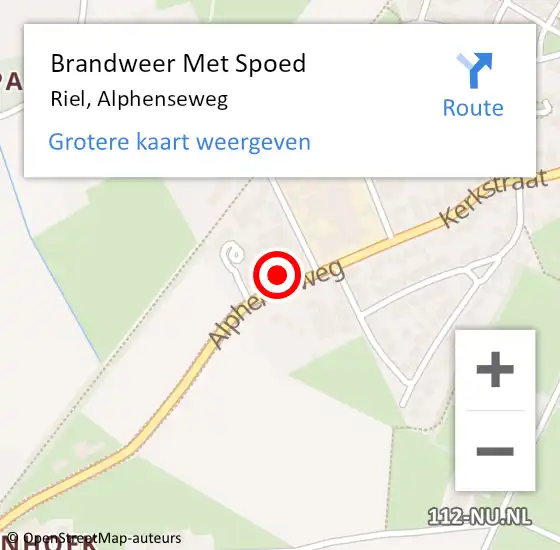 Locatie op kaart van de 112 melding: Brandweer Met Spoed Naar Riel, Alphenseweg op 19 februari 2022 09:24