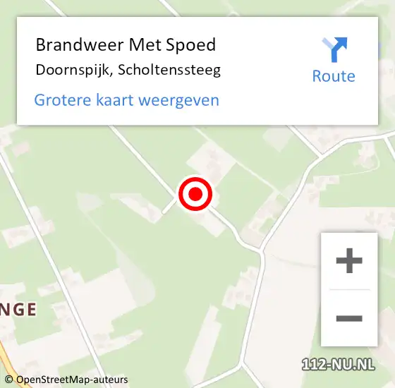 Locatie op kaart van de 112 melding: Brandweer Met Spoed Naar Doornspijk, Scholtenssteeg op 19 februari 2022 09:24