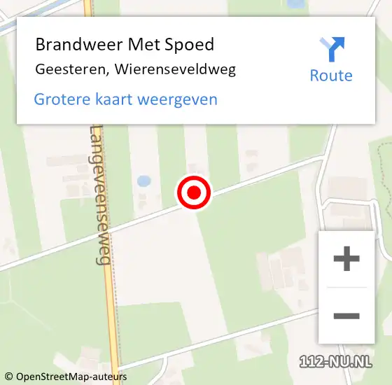 Locatie op kaart van de 112 melding: Brandweer Met Spoed Naar Geesteren, Wierenseveldweg op 19 februari 2022 09:26