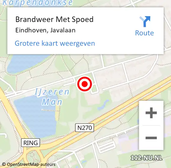 Locatie op kaart van de 112 melding: Brandweer Met Spoed Naar Eindhoven, Javalaan op 19 februari 2022 09:27