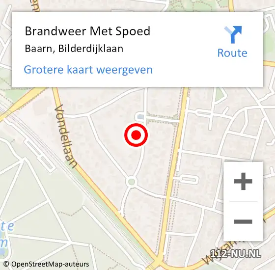 Locatie op kaart van de 112 melding: Brandweer Met Spoed Naar Baarn, Bilderdijklaan op 19 februari 2022 09:27