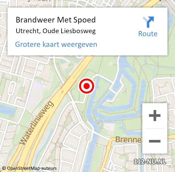 Locatie op kaart van de 112 melding: Brandweer Met Spoed Naar Utrecht, Oude Liesbosweg op 19 februari 2022 09:28