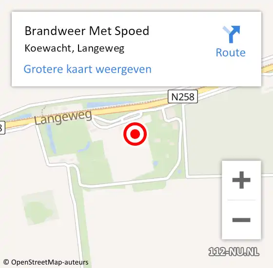 Locatie op kaart van de 112 melding: Brandweer Met Spoed Naar Koewacht, Langeweg op 19 februari 2022 09:29