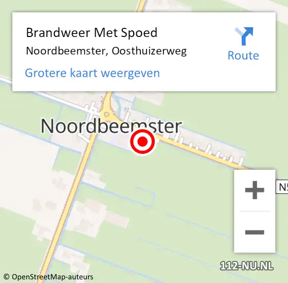 Locatie op kaart van de 112 melding: Brandweer Met Spoed Naar Noordbeemster, Oosthuizerweg op 19 februari 2022 09:31