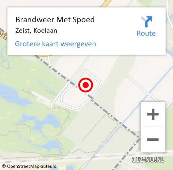 Locatie op kaart van de 112 melding: Brandweer Met Spoed Naar Zeist, Koelaan op 19 februari 2022 09:32