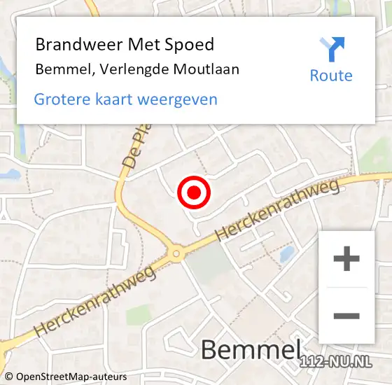 Locatie op kaart van de 112 melding: Brandweer Met Spoed Naar Bemmel, Verlengde Moutlaan op 19 februari 2022 09:35