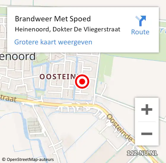 Locatie op kaart van de 112 melding: Brandweer Met Spoed Naar Heinenoord, Dokter De Vliegerstraat op 19 februari 2022 09:36