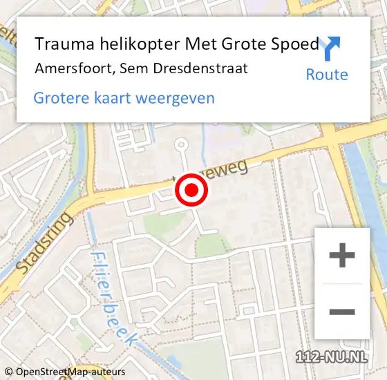 Locatie op kaart van de 112 melding: Trauma helikopter Met Grote Spoed Naar Amersfoort, Sem Dresdenstraat op 19 februari 2022 09:37