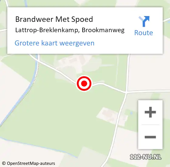 Locatie op kaart van de 112 melding: Brandweer Met Spoed Naar Lattrop-Breklenkamp, Brookmanweg op 19 februari 2022 09:38