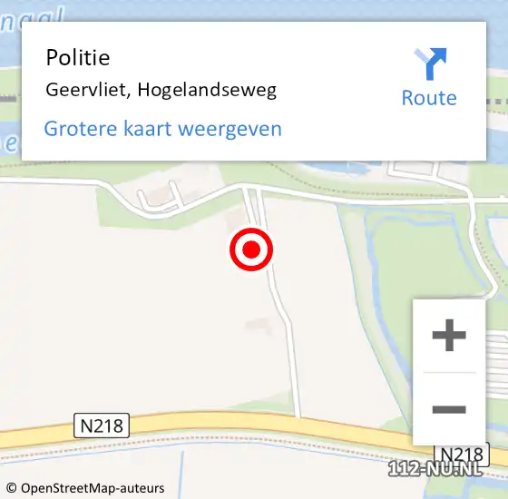 Locatie op kaart van de 112 melding: Politie Geervliet, Hogelandseweg op 19 februari 2022 09:39