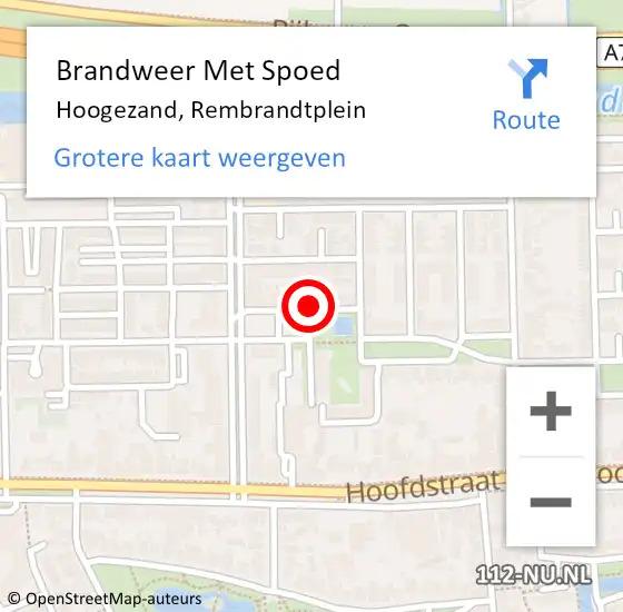 Locatie op kaart van de 112 melding: Brandweer Met Spoed Naar Hoogezand, Rembrandtplein op 19 februari 2022 09:40