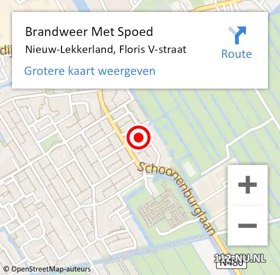 Locatie op kaart van de 112 melding: Brandweer Met Spoed Naar Nieuw-Lekkerland, Floris V-straat op 19 februari 2022 09:42