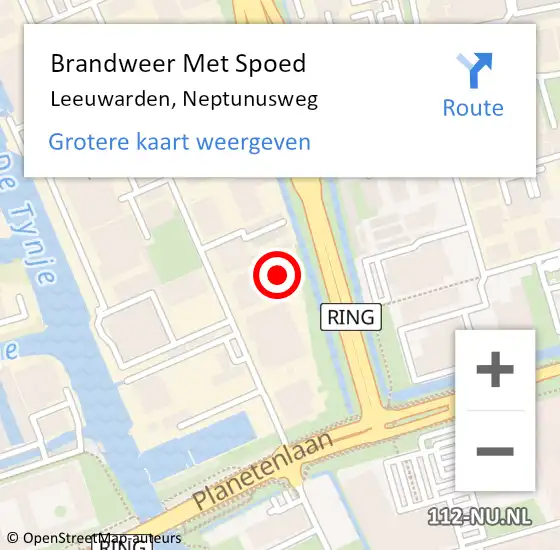 Locatie op kaart van de 112 melding: Brandweer Met Spoed Naar Leeuwarden, Neptunusweg op 19 februari 2022 09:42
