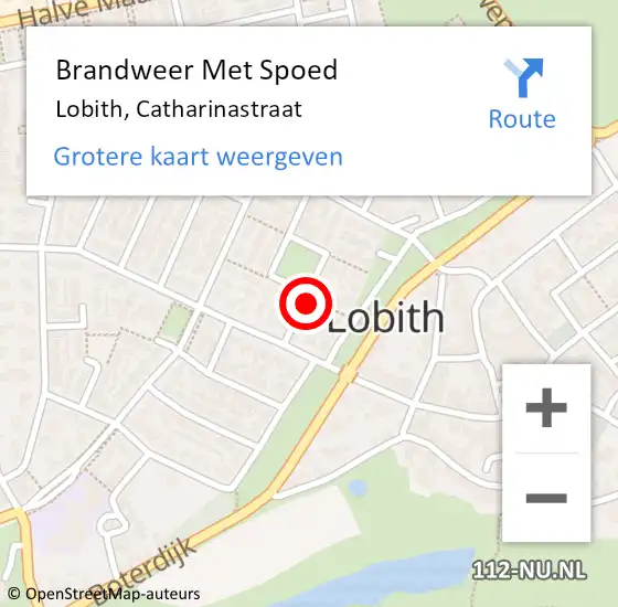 Locatie op kaart van de 112 melding: Brandweer Met Spoed Naar Lobith, Catharinastraat op 19 februari 2022 09:45