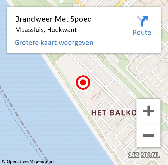 Locatie op kaart van de 112 melding: Brandweer Met Spoed Naar Maassluis, Hoekwant op 19 februari 2022 09:46