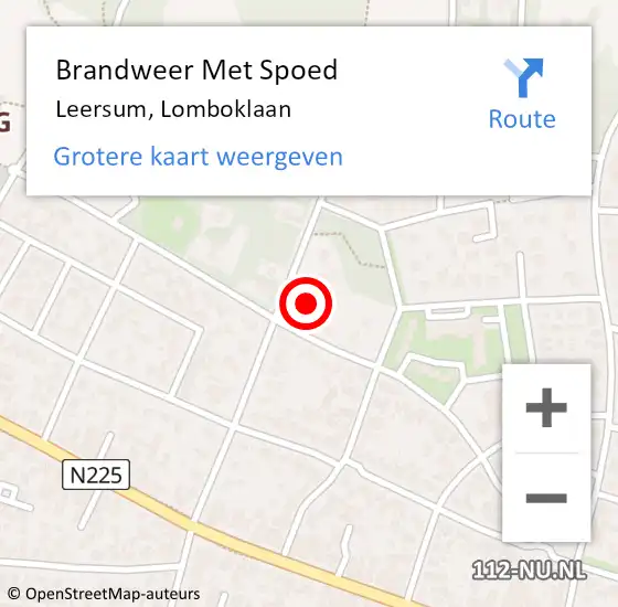 Locatie op kaart van de 112 melding: Brandweer Met Spoed Naar Leersum, Lomboklaan op 19 februari 2022 09:46