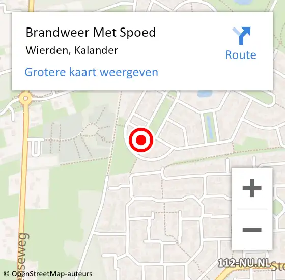 Locatie op kaart van de 112 melding: Brandweer Met Spoed Naar Wierden, Kalander op 19 februari 2022 09:49