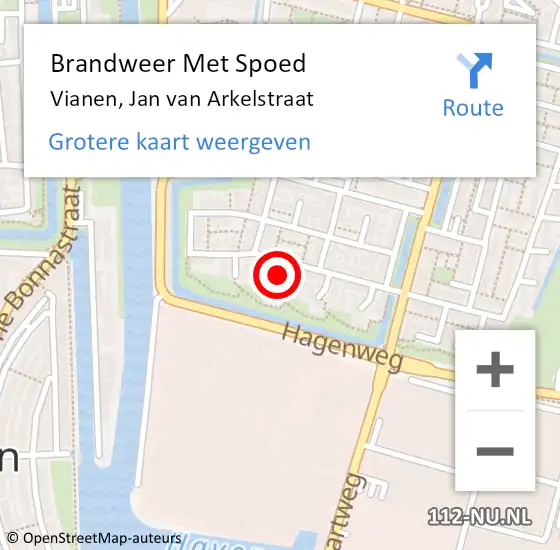 Locatie op kaart van de 112 melding: Brandweer Met Spoed Naar Vianen, Jan van Arkelstraat op 19 februari 2022 09:54