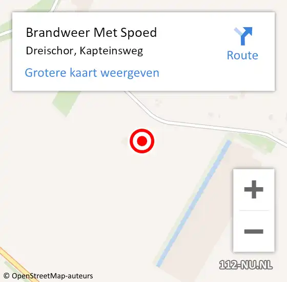 Locatie op kaart van de 112 melding: Brandweer Met Spoed Naar Dreischor, Kapteinsweg op 19 februari 2022 09:58