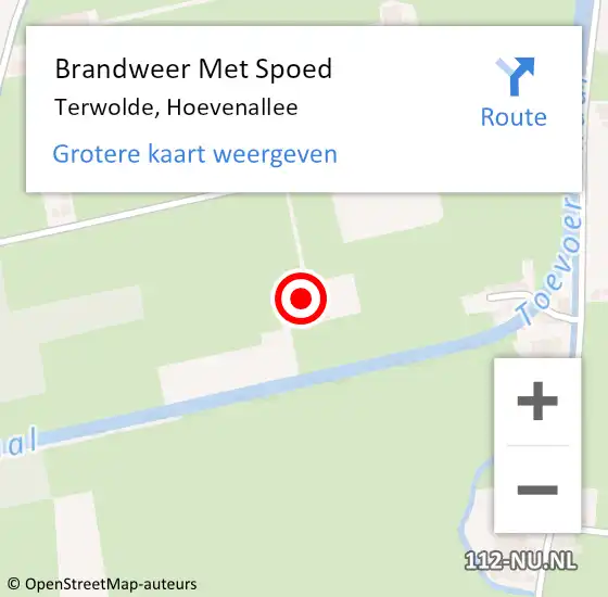 Locatie op kaart van de 112 melding: Brandweer Met Spoed Naar Terwolde, Hoevenallee op 19 februari 2022 09:58