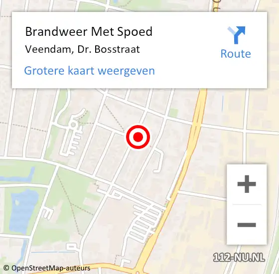 Locatie op kaart van de 112 melding: Brandweer Met Spoed Naar Veendam, Dr. Bosstraat op 19 februari 2022 10:00