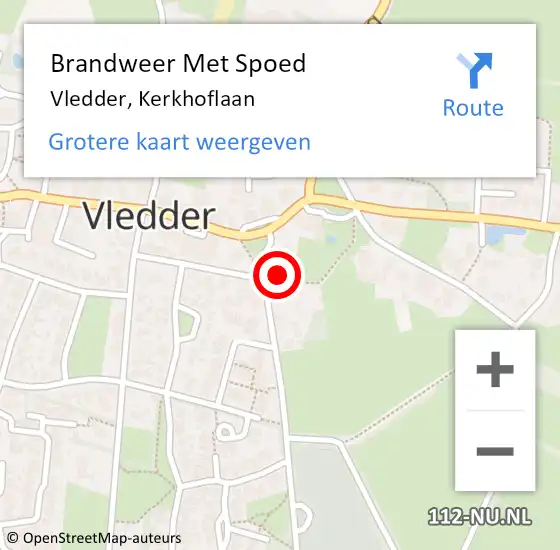 Locatie op kaart van de 112 melding: Brandweer Met Spoed Naar Vledder, Kerkhoflaan op 19 februari 2022 10:04