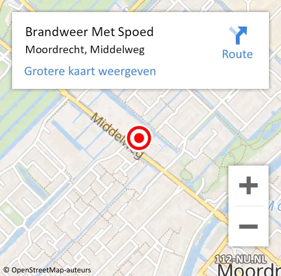 Locatie op kaart van de 112 melding: Brandweer Met Spoed Naar Moordrecht, Middelweg op 19 februari 2022 10:06