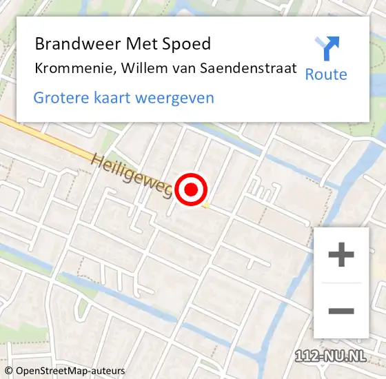 Locatie op kaart van de 112 melding: Brandweer Met Spoed Naar Krommenie, Willem van Saendenstraat op 19 februari 2022 10:06