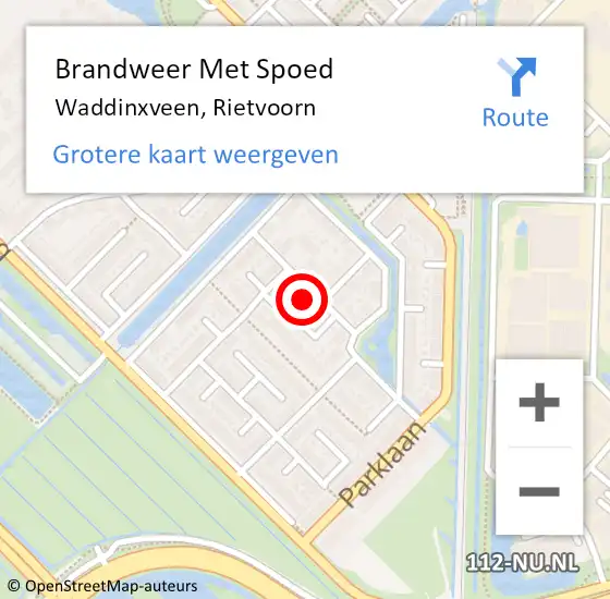 Locatie op kaart van de 112 melding: Brandweer Met Spoed Naar Waddinxveen, Rietvoorn op 19 februari 2022 10:07