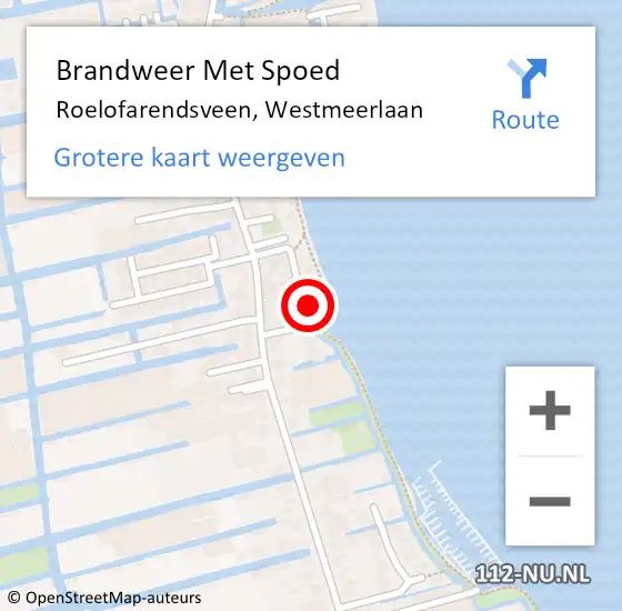 Locatie op kaart van de 112 melding: Brandweer Met Spoed Naar Roelofarendsveen, Westmeerlaan op 19 februari 2022 10:08