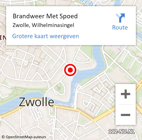 Locatie op kaart van de 112 melding: Brandweer Met Spoed Naar Zwolle, Wilhelminasingel op 19 februari 2022 10:10