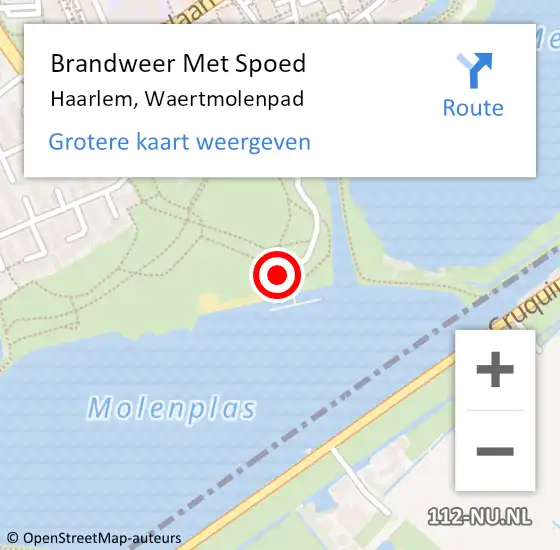 Locatie op kaart van de 112 melding: Brandweer Met Spoed Naar Haarlem, Waertmolenpad op 19 februari 2022 10:10