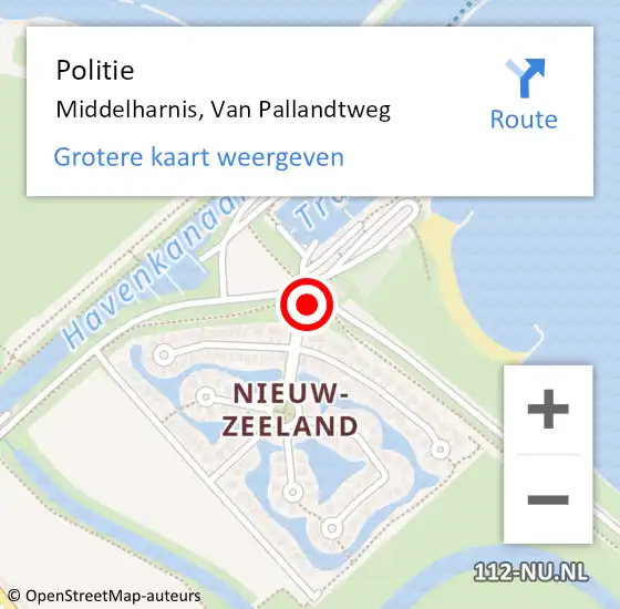 Locatie op kaart van de 112 melding: Politie Middelharnis, Van Pallandtweg op 19 februari 2022 10:10