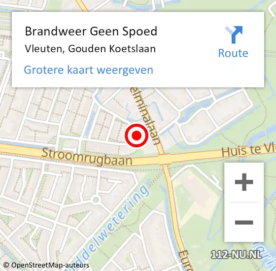 Locatie op kaart van de 112 melding: Brandweer Geen Spoed Naar Vleuten, Gouden Koetslaan op 19 februari 2022 10:13