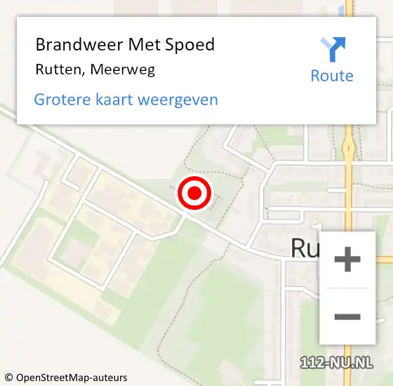 Locatie op kaart van de 112 melding: Brandweer Met Spoed Naar Rutten, Meerweg op 19 februari 2022 10:20