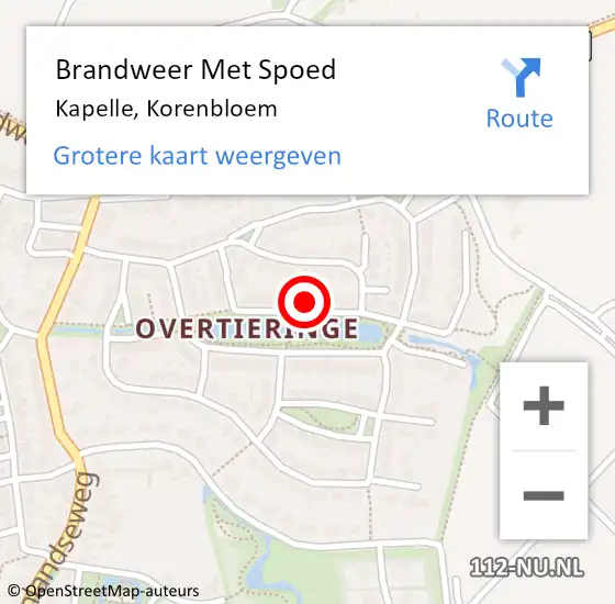 Locatie op kaart van de 112 melding: Brandweer Met Spoed Naar Kapelle, Korenbloem op 19 februari 2022 10:21