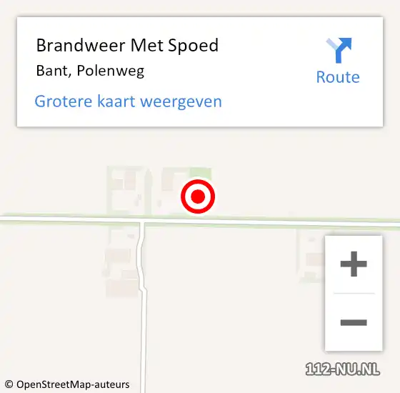 Locatie op kaart van de 112 melding: Brandweer Met Spoed Naar Bant, Polenweg op 19 februari 2022 10:23