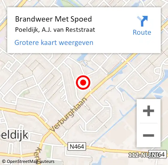 Locatie op kaart van de 112 melding: Brandweer Met Spoed Naar Poeldijk, A.J. van Reststraat op 19 februari 2022 10:27